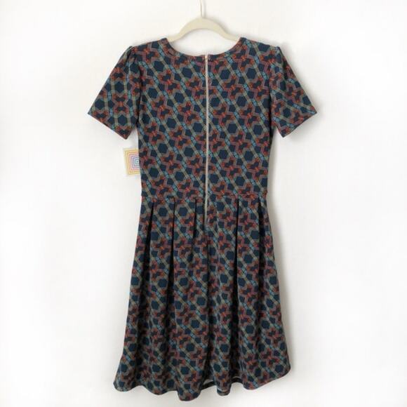 Nwt Lularoe Amelia Dress Teal Geometric Print S - Picture 5 of 6